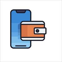 A phone and wallet icon on a white background vector