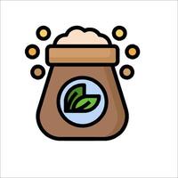 A bag of soil with a leaf on it vector