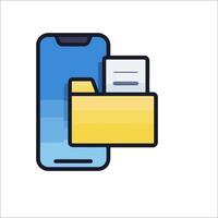 Mobile phone with folder icon vector