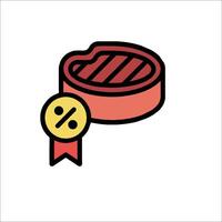A steak with a red ribbon and a percentage sign vector
