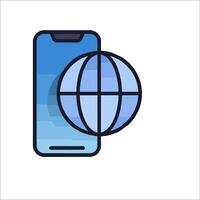 Mobile app icon with globe vector