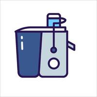 A blue and white icon of a blender vector