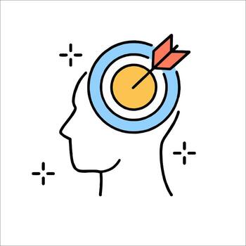 A person's head with an arrow in the center and a target vector