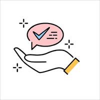 Hand with check mark icon illustration vector