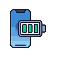 A phone with a battery charging on it vector