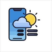 A smartphone with a cloud and sun icon vector