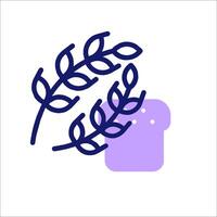 A purple icon with a loaf of bread and a leaf vector