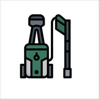 A green and white robot with a pole vector