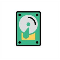 A green hard drive with a yellow disk on it vector
