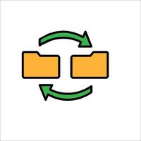 A file folder icon with a green arrow pointing to it vector
