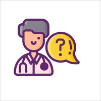 A doctor with a question mark and speech bubble vector
