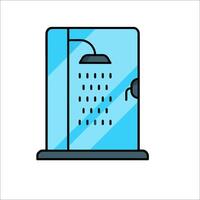 A shower with a shower head and a shower curtain vector