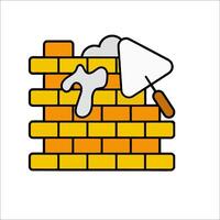 A brick wall with a hammer and a shovel vector