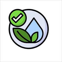 A green leaf and a tick mark on a white background vector