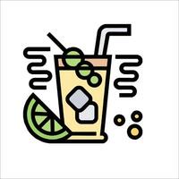 A drink with a slice of lime and a straw vector
