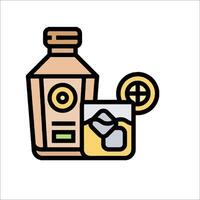 A bottle of whiskey and a glass of ice vector