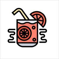 A drink with a slice of lemon and a straw vector
