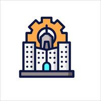 A building with gears on top of it vector