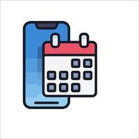 A calendar icon on a smartphone vector