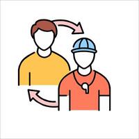 Two people are standing next to each other, one is wearing a hat and the other is wearing vector
