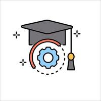 Graduation hat icon with gears and gears vector