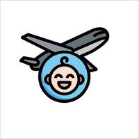 A baby is flying in the air with an airplane vector