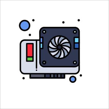 A computer with a fan and a fan icon vector