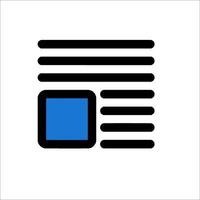 A newspaper icon with a blue square vector