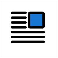 A newspaper icon with a blue square vector