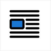 A newspaper icon with a blue square vector