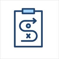 A blue icon of a clipboard with an arrow pointing to the right vector
