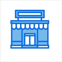 A blue line icon of a store front vector