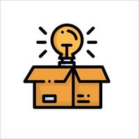 An icon of a box with a light bulb inside vector