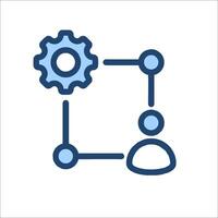A person and a gear are connected by a chain vector