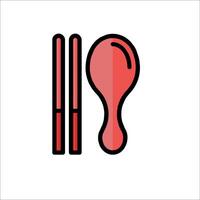 A red fork and spoon icon on a white background vector