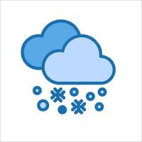 A blue cloud with snowflakes falling from it vector