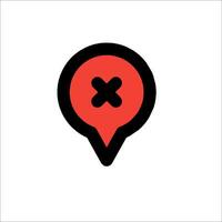 A red and black pin with an x on it vector