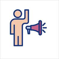A man holding a megaphone icon vector