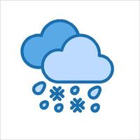 A blue cloud with snowflakes falling from it vector