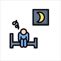 A man is sleeping in bed with a moon and a clock vector