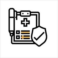 A medical check list icon with a pen and a check mark vector