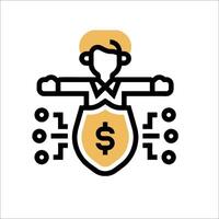 A man holding a shield with money symbols on it vector