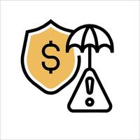 A shield with a dollar sign and an umbrella vector