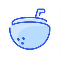 A blue and white icon of a drink with a straw vector