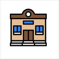 A building icon with a clock on the front vector