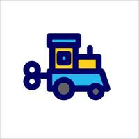 A train icon with a blue and yellow color scheme vector