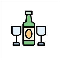 A bottle of wine and two glasses on a white background vector