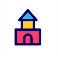 A colorful building icon with a roof vector