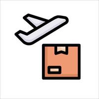 An airplane and a box with a plane icon vector