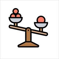 An illustration of a balance scale with two balls on it vector